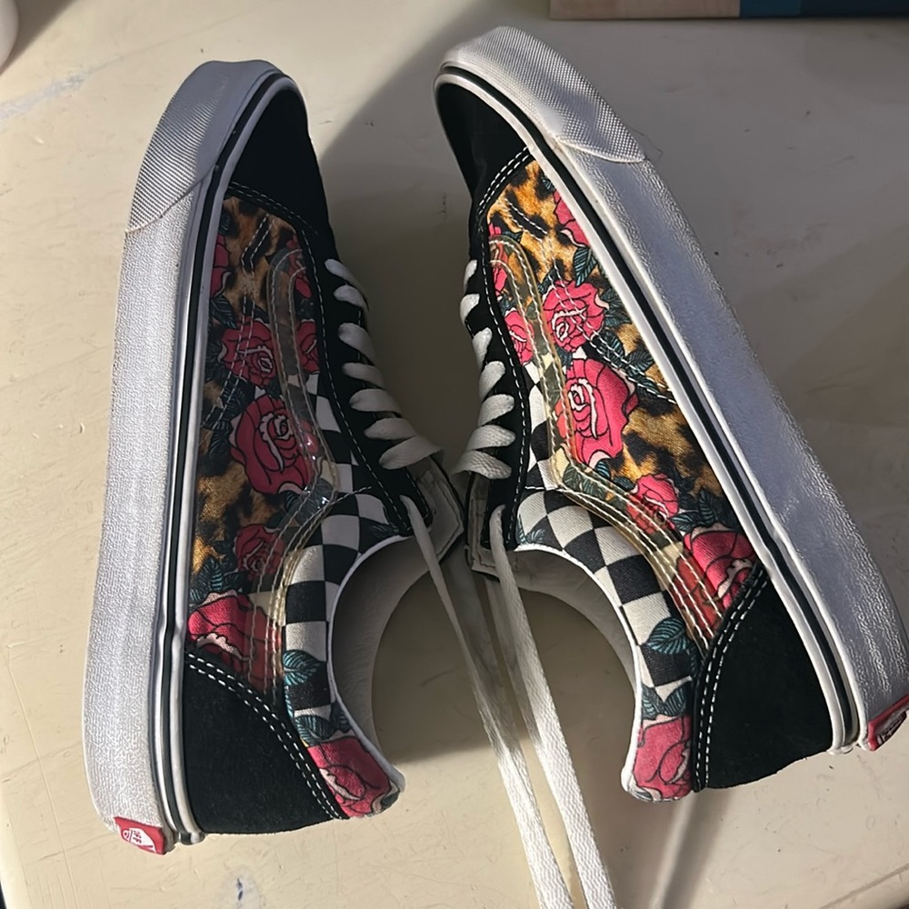 Vans Old Skool Rose Animal Check Sneakers M8.5 W10 - Picture 7 of 11